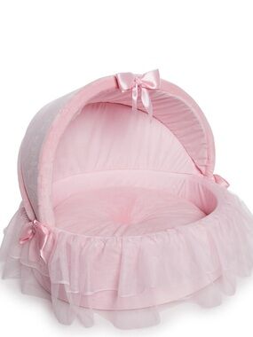 Small Dog or Cat Bed  Plush Canopy Bed with Bow Detail